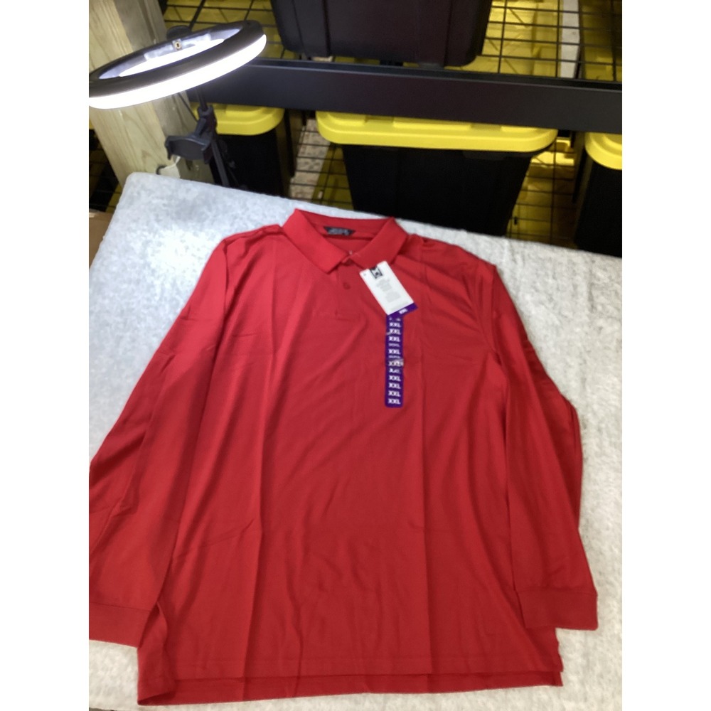 Member's Mark Mens Red Stretch Pique Long Sleeve Polo Shirt XXL New With Tags